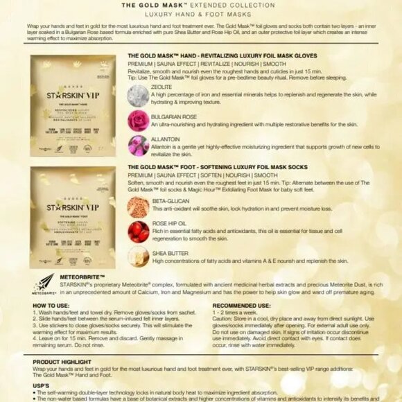 2 Pack The Gold Mask Hand Revitalizing Foil Mask Gloves - Picture 4 of 5